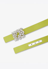 Roger Vivier Bouquet Strass Buckle Belt in Satin Yellow RCWC0AU0100RS0V213 V213