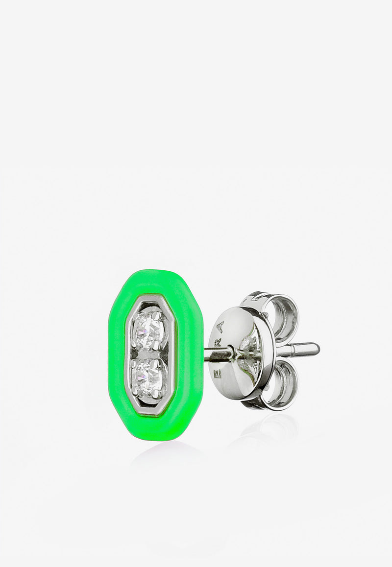 EÉRA Special Order - Roma Diamond Stud Earring in 18-karat White Gold Green RMEREN15U5