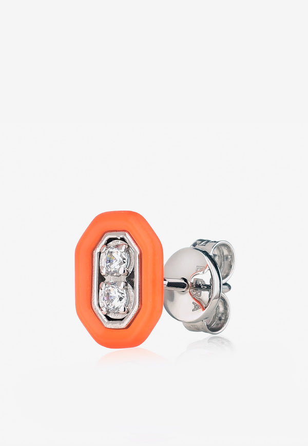 EÉRA Special Order - Roma Diamond Stud Earring in 18-karat White Gold Orange RMEREN17U5