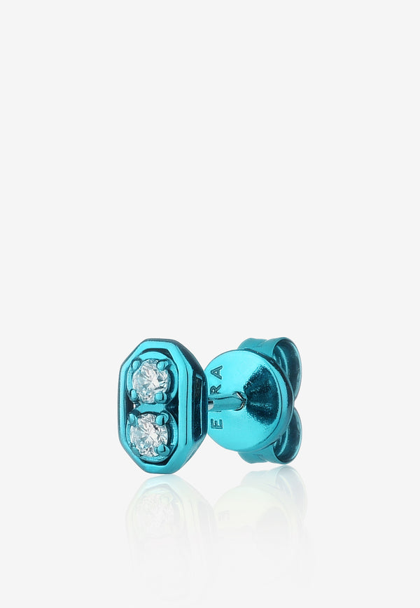 EÉRA Special Order - Roma Diamond Stud Earring in 18-karat White Gold Light Blue RMERME13U4
