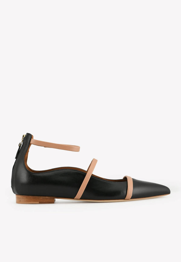 Malone Souliers Robyn Pointed-Toe Flats in Nappa Leather Black ROBYNFLAT 10BLACK