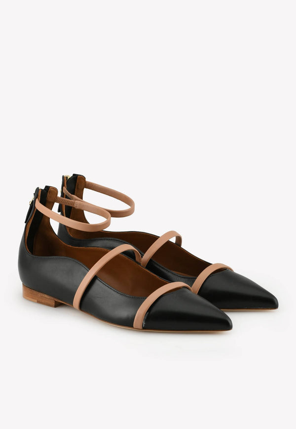 Malone Souliers Robyn Pointed-Toe Flats in Nappa Leather Black ROBYNFLAT 10BLACK