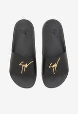 Giuseppe Zanotti Brett Leather Flat Sandals Black RS90059001