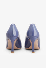 Roger Vivier Trompette 70 Pumps in Patent Leather Blue RVW40015280D1PU822 U822