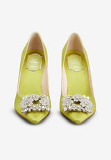 Roger Vivier 85 Bouquet Strass Buckle Pumps in Satin Yellow RVW53028020RS0V213 V213