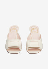 Roger Vivier Belle Vivier 65 Lacquered Buckle Wedge Mules in Patent Leather Off-White RVW61633360D1PC019 C019