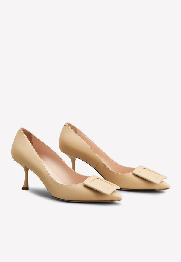 Roger Vivier Viv in the City 65 Pumps in Patent Leather Beige RVW61830690NK0C217 SOFTKID NAKA STEFANIA