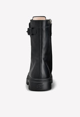 Walky Viv' Strass Buckle Lace Up Boots in Leather Roger Vivier RVW62832370Q7PB999 Black