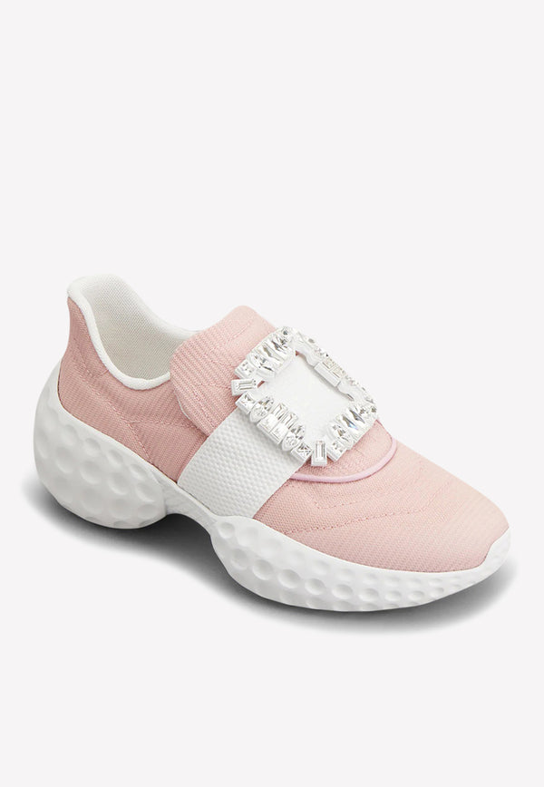 Viv' Run Light Low-Top Sneakers with Strass Buckle Roger Vivier RVW63731340QPSM425 Pink