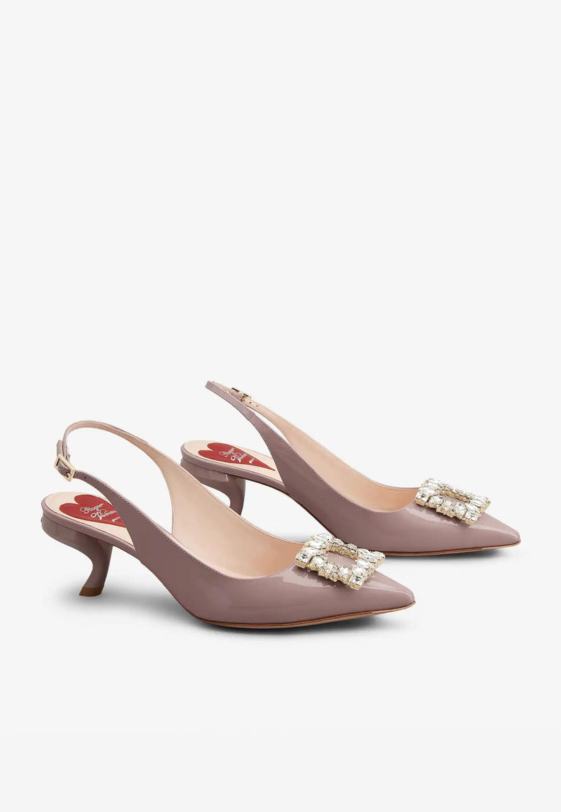 Roger Vivier Virgule 55 Slingback Pumps in Patent Leather Violet RVW63834500D1PL231 L231