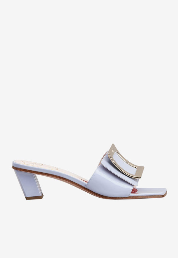 Roger Vivier 45 Love Metal Buckle Mules in Patent Leather RVW65832800D1PU028 U028 Lilac