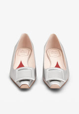 Roger Vivier Strass Heel Ballerina Flats in Patent Leather Silver RVW69234560KACB200 B200