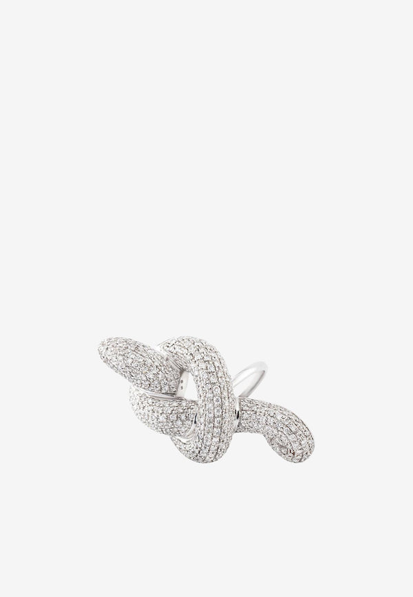 Djihan 18-karat White Gold Diamond Serpent Ring Silver Rin-149