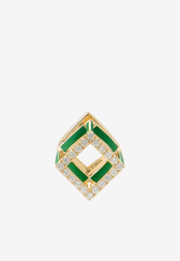 Djihan Cube Mirage Diamond Ring in 18-karat Yellow Gold Green Rin-290