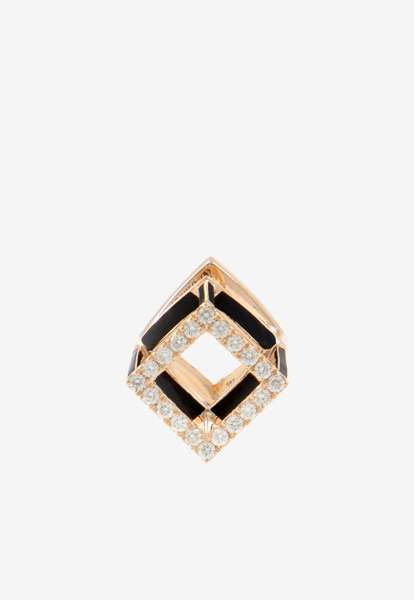 Djihan Cube Mirage Diamond Ring in 18-karat Rose Gold Black Rin-291