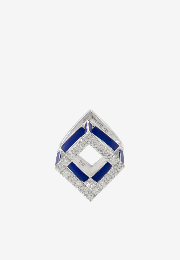 Djihan Cube Mirage Diamond Ring in 18-karat White Gold Blue Rin-292