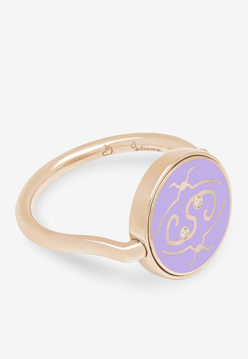 Intisars Me Oh Me Purple Exceptional18K Rose Gold Diamond Ring Purple
