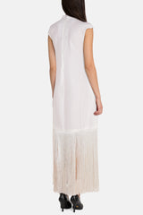 Gypsy Fringe Dress with Crisscross Embroidery