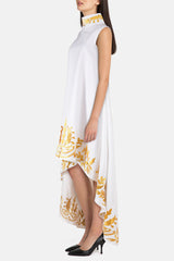 High-Neck and High-Low Embroidered Kaftan