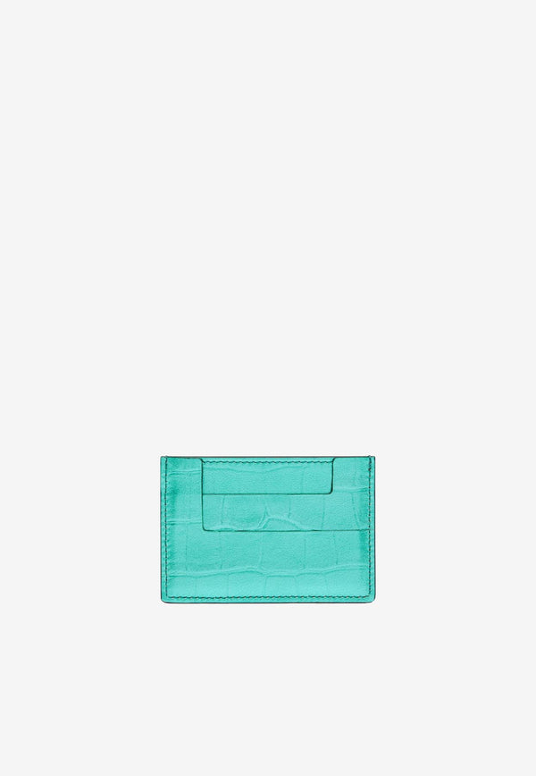 Tom Ford TF Cardholder in Metallic Croc Embossed Leather S0250-LCL348G 1L012 Blue
