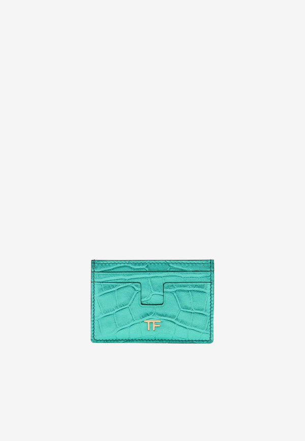 Tom Ford TF Cardholder in Metallic Croc Embossed Leather S0250-LCL348G 1L012 Blue