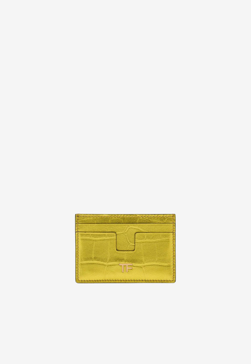 Tom Ford TF Cardholder in Metallic Croc Embossed Leather S0250-LCL348G 1Y003 Yellow