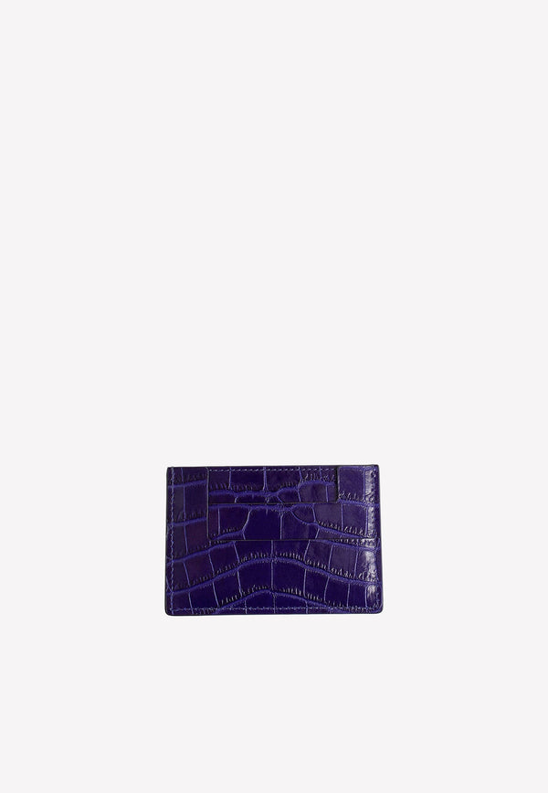 Croc-Embossed Leather Cardholder Purple S0250T-LCL150 U6022