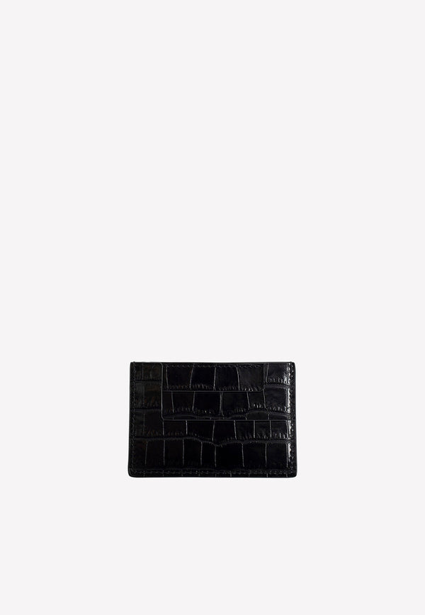 Croc-Embossed Leather Cardholder Black S0250T-LCL150 U9000