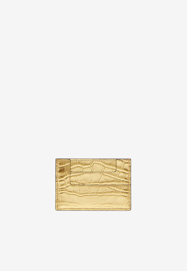 Tom Ford TF Metallic Cardholder in Croc-Embossed Leather Gold S0250T-LCL258 U2004