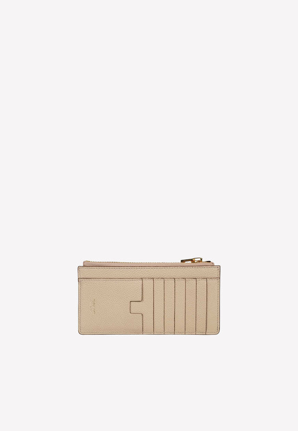 Tom Ford East-West Zip Wallet in Grained Leather Beige S0394T-LCL095 U8006