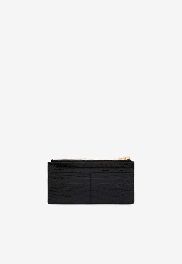 Tom Ford TF Zipped Wallet in Croc Embossed Leather S0435-LCL150G 1N001 Black