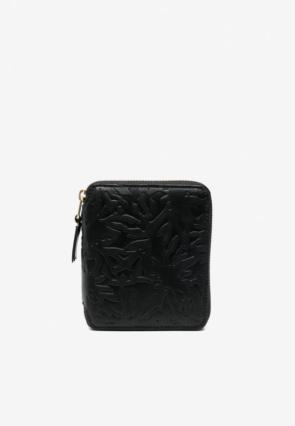 Comme Des Garçons Wallet Forest-Embossed Zipped Leather Wallet Black