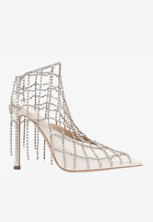 Jimmy Choo Scotty 110 Crystal Chain Mules in Nappa Leather Latte SCOTTY 110 ZQG LATTE/CRYSTAL