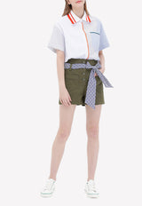 Double Waist Shorts with Dotted Belt Strap