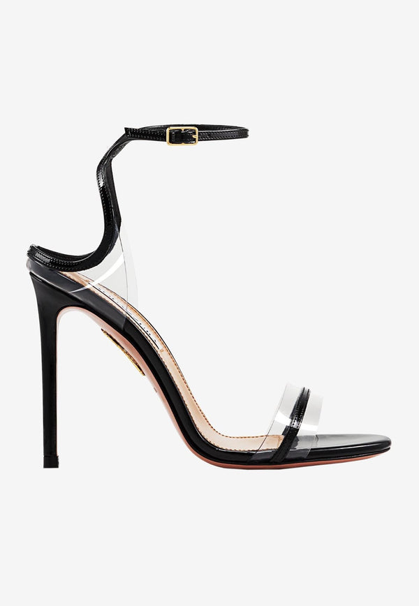 Aquazzura Sting 105 Sandals in Patent Leather and PVC SNGHIGS0-PAP000 BLACK Black