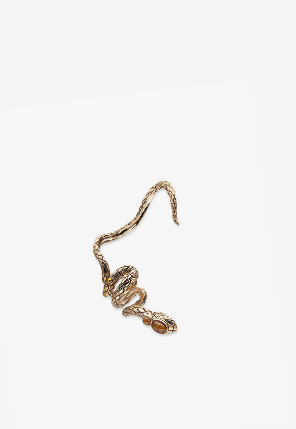 Aquazzura Serpente Ear Cuff Earrings Gold SRPEARE1-EBGFJA FIRE/JADE/ANT