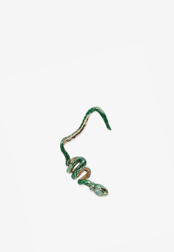 Aquazzura Serpente Ear Cuff Earrings Green SRPEARE1-EBGRSG RICH TURQUOISE