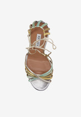 Aquazzura Straight to Heaven 125 Sandals in Metallic Leather STVHIGS0-NLDMDW MEADOW Multicolor
