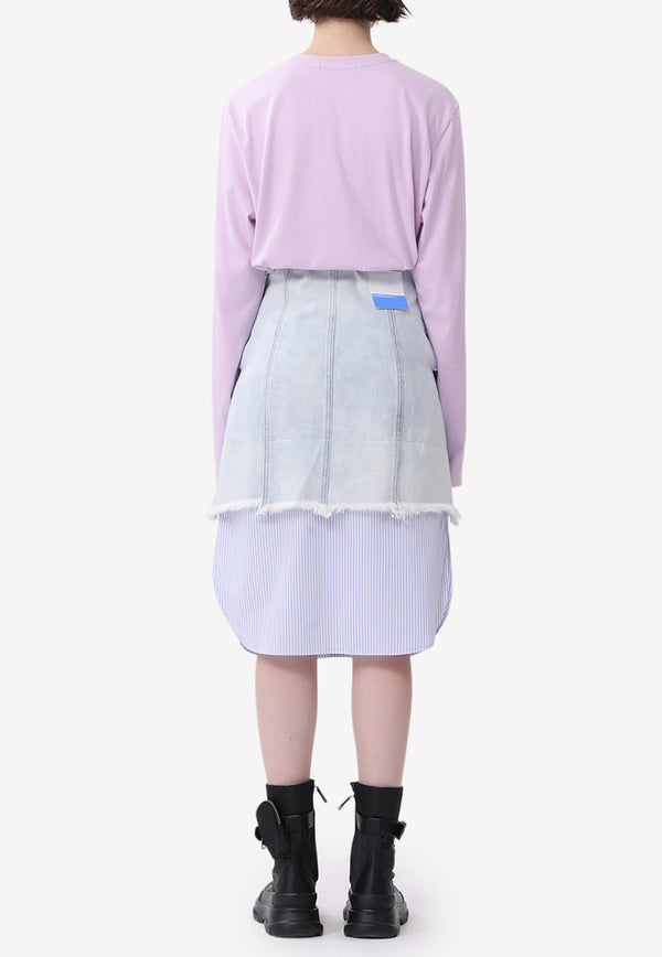 SJYP Blue Shirt Layered Denim Skirt LAYEREDSKIRTDENIM