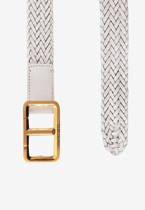 Tom Ford Braided Leather Belt Off-white TB283-ICL040X 1W001