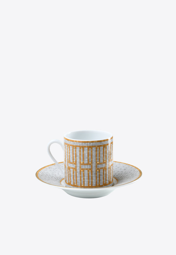 Hermes Mosaique Au 24 Tea Cup and Saucer - Set of 2 Gold 026016P