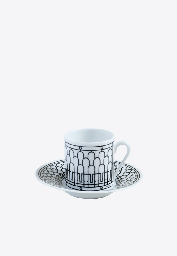 Hermès H Déco Coffee Cup and Saucer- Set of 2 White