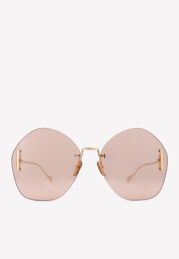 Gucci Geometric Frame Sunglasses Brown GG1203SBROWN MULTI
