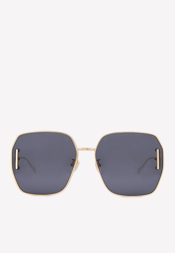 Gucci Geometric Acetate Sunglasses Gray GG1207SABLACK GOLD