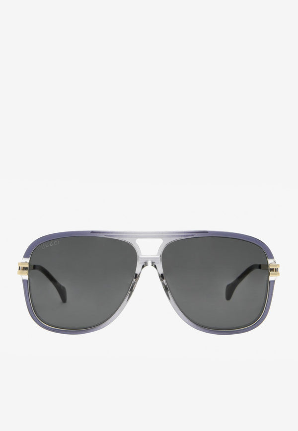 Gucci Aviator Logo Sunglasses Gray GG1105S-001BLACK