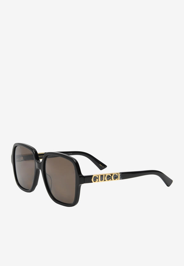 Gucci Logo Square Sunglasses Brown GG1189S-001MBLACK