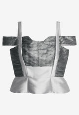 Peplum Corset Top in Jacquard and Mesh
