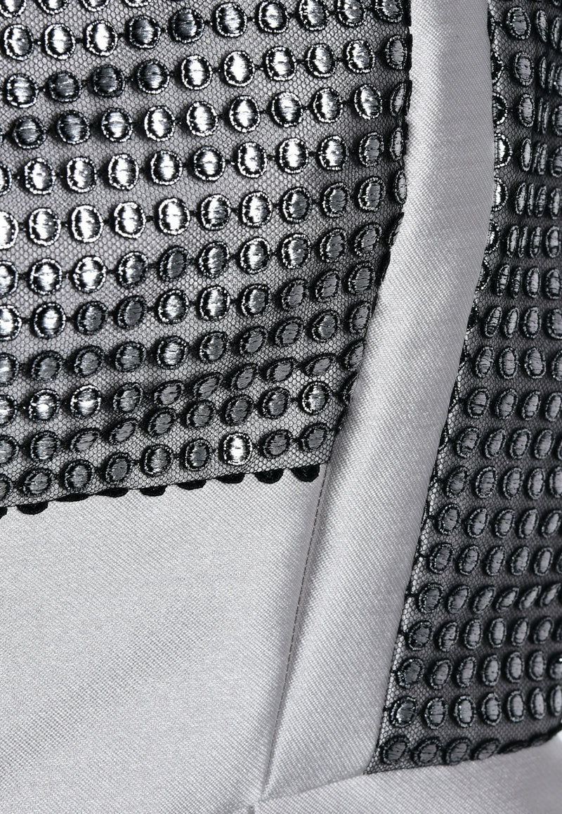 Peplum Corset Top in Jacquard and Mesh