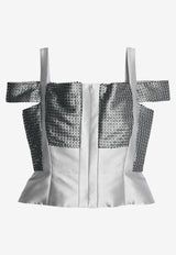 Peplum Corset Top in Jacquard and Mesh