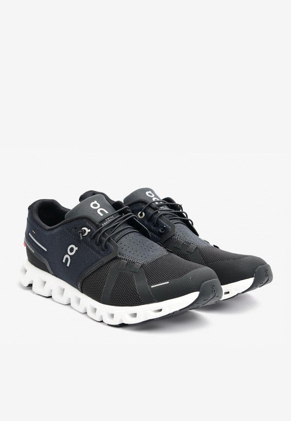 On Running Cloud 5 Low-Top Mesh and Leather Sneakers Black
